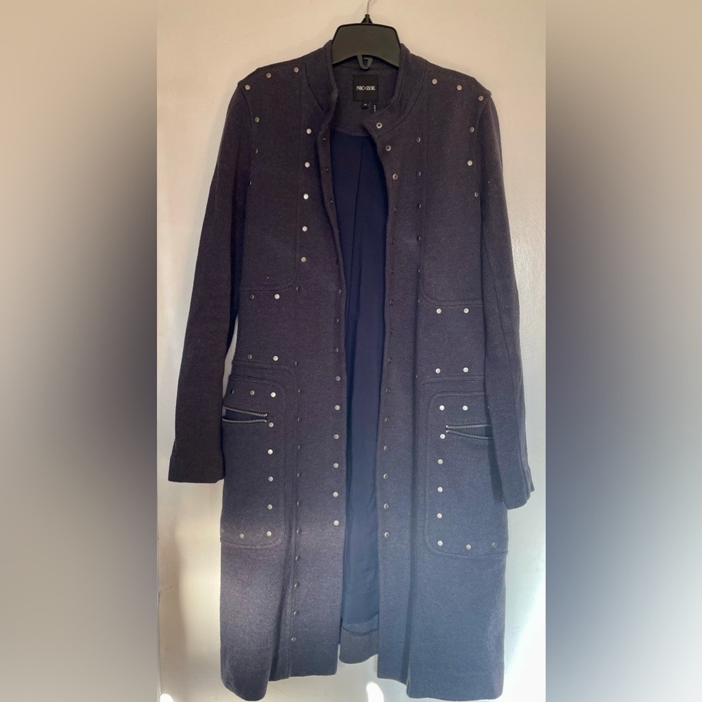 NIC+ZOE long sweater coat in navy blue